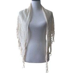American Eagle Fringe Shawl Cream